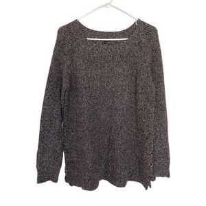 Pink Clover Pullover Sweater Womens Large Brown Knit Long Sleeve Button